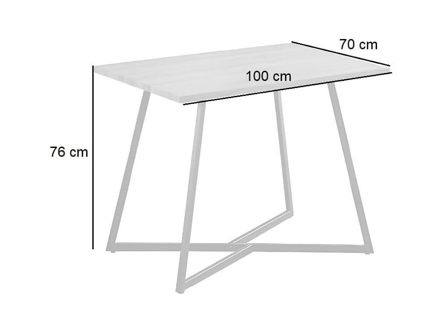 Mesa Comedor Madera Estilo Industrial, Patas metálicas En Color Negro, Mesa Rectangular, Medidas 100 cm (Largo) x 70 cm (Ancho) 76 cm (Alto)