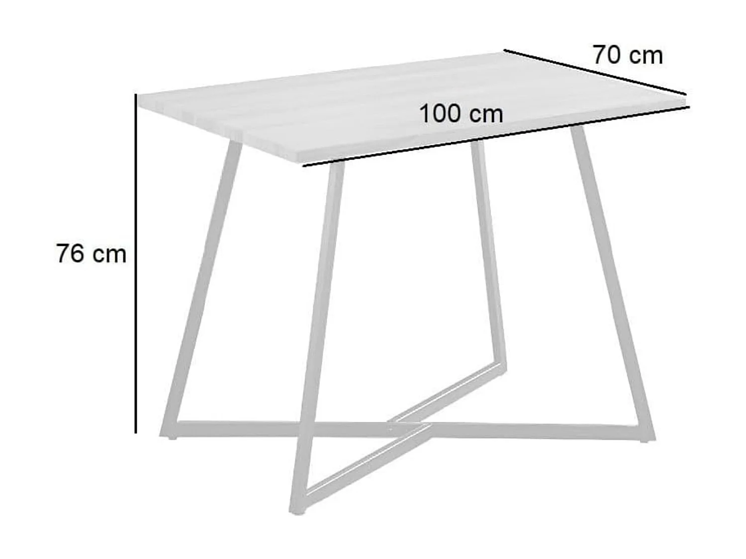 Mesa Comedor Madera Estilo Industrial, Patas metálicas En Color Negro, Mesa Rectangular, Medidas 100 cm (Largo) x 70 cm (Ancho) 76 cm (Alto)