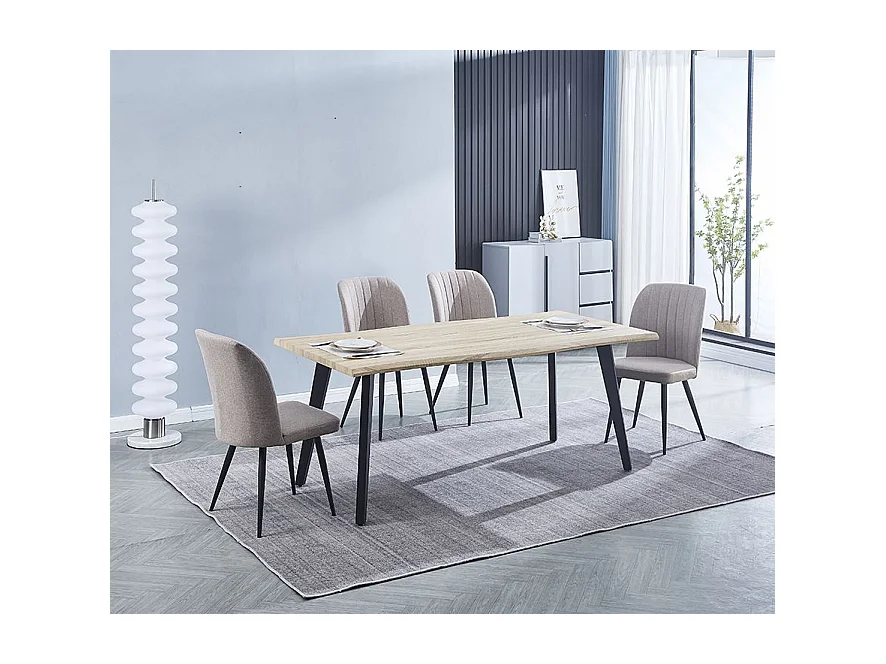 Mesa Comedor Madera Estilo Industrial, Patas metálicas Negras, Mesa Rectangular, Gran Calidad, Medidas 180 cm (Largo) x 90 cm (Ancho) 76 cm (Alto)