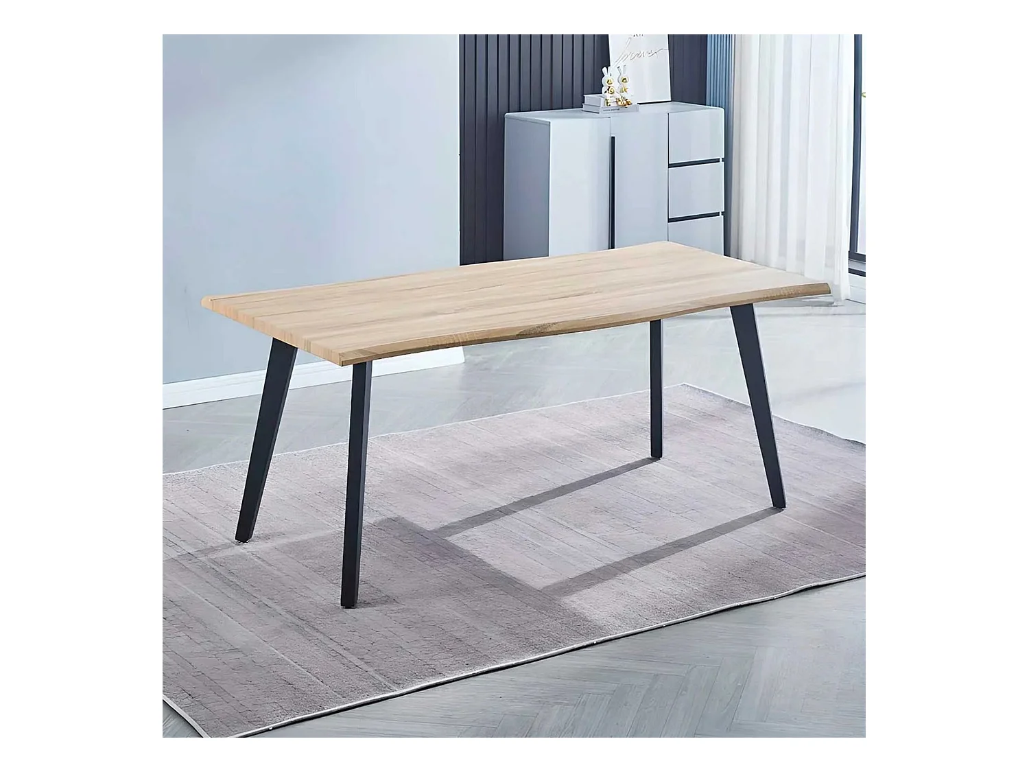 Mesa Comedor Madera Estilo Industrial, Patas metálicas Negras, Mesa Rectangular, Gran Calidad, Medidas 180 cm (Largo) x 90 cm (Ancho) 76 cm (Alto)