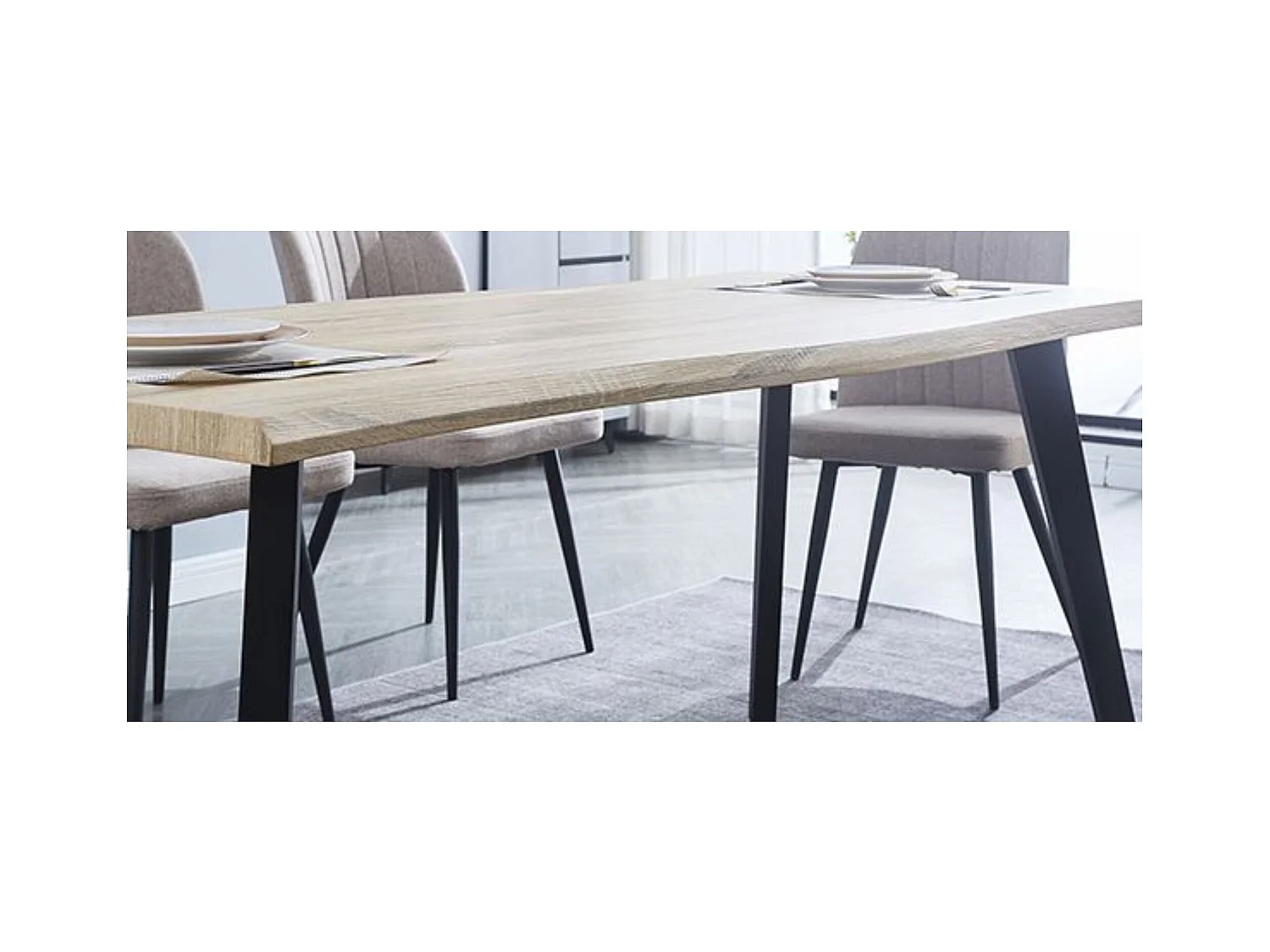 Mesa Comedor Madera Estilo Industrial, Patas metálicas Negras, Mesa Rectangular, Gran Calidad, Medidas 180 cm (Largo) x 90 cm (Ancho) 76 cm (Alto)