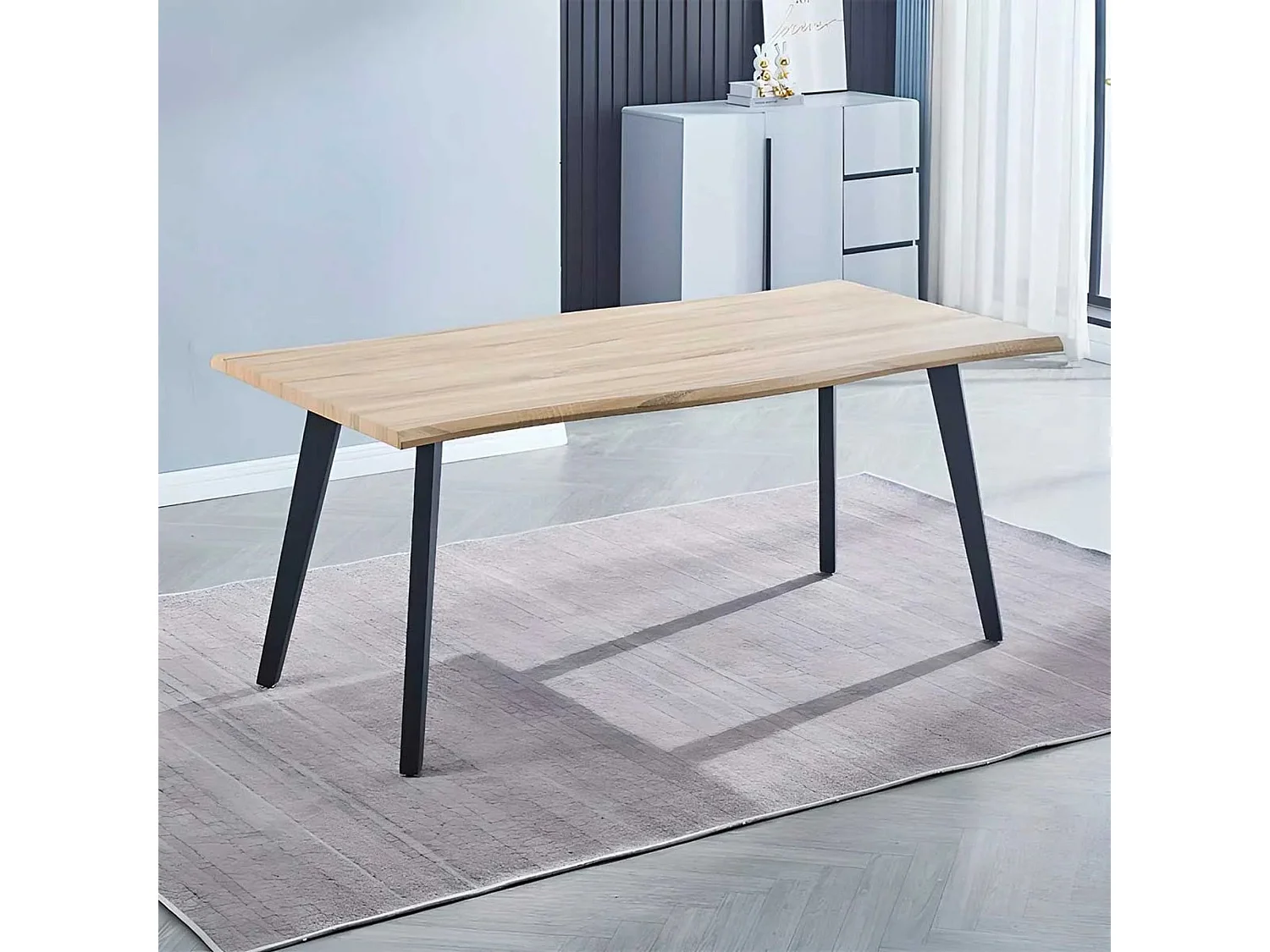 Mesa Comedor Madera Estilo Industrial, Patas metálicas Negras, Mesa Rectangular, Gran Calidad, Medidas 180 cm (Largo) x 90 cm (Ancho) 76 cm (Alto)