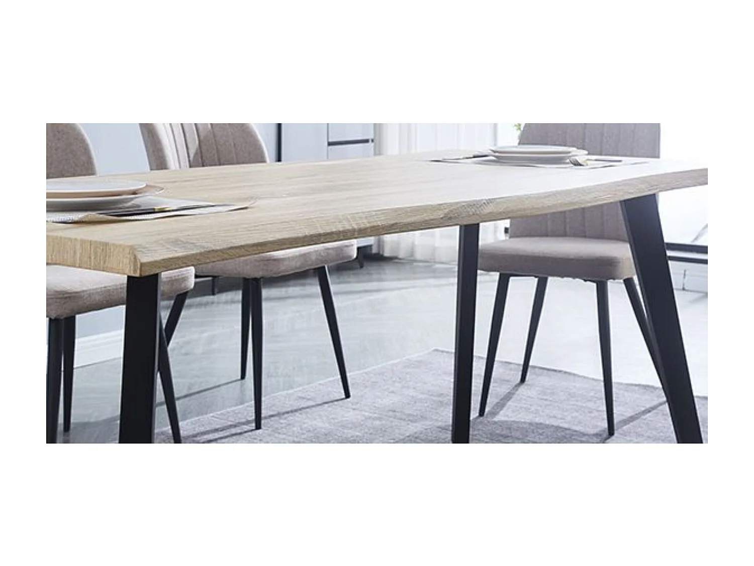 Mesa Comedor Madera Estilo Industrial, Patas metálicas Negras, Mesa Rectangular, Gran Calidad, Medidas 180 cm (Largo) x 90 cm (Ancho) 76 cm (Alto)