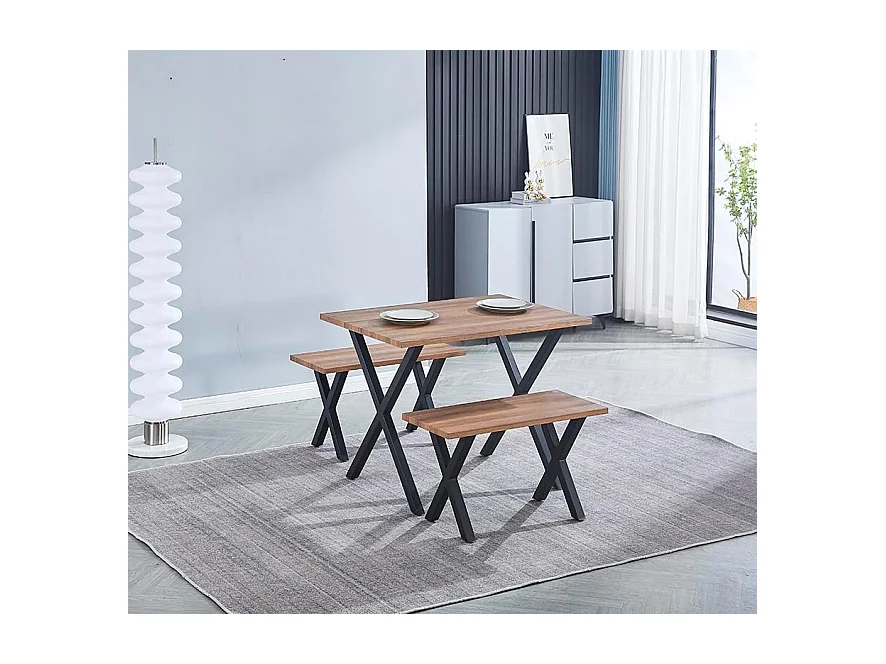 Mesa Comedor Madera Estilo Industrial, Patas metálicas Negras, Mesa Rectangular, Medidas 100 cm (Largo) x 70 cm (Ancho) 76 cm (Alto)