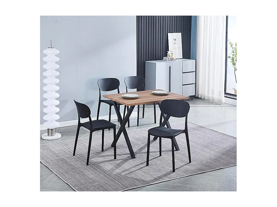 Mesa Comedor Madera Estilo Industrial, Patas metálicas Negras, Mesa Rectangular, Medidas 100 cm (Largo) x 70 cm (Ancho) 76 cm (Alto)