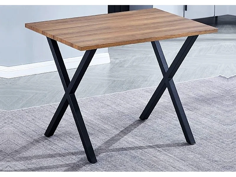 Mesa Comedor Madera Estilo Industrial, Patas metálicas Negras, Mesa Rectangular, Medidas 100 cm (Largo) x 70 cm (Ancho) 76 cm (Alto)