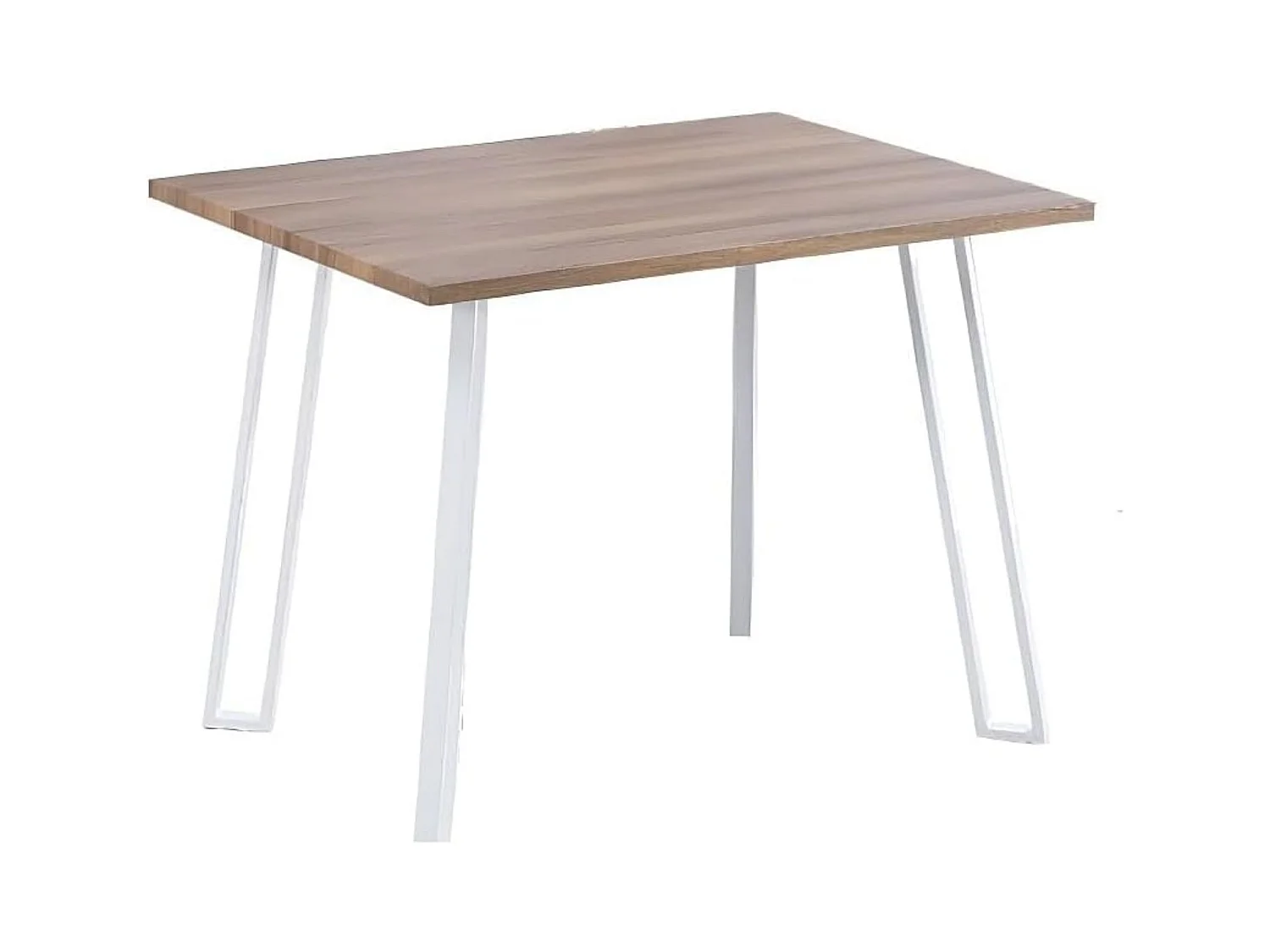 Mesa Comedor en Madera Estilo Industrial, Patas metálicas Blancas, Mesa Rectangular, Medidas 100 cm (Largo) x 70 cm (Ancho) 76 cm (Alto)