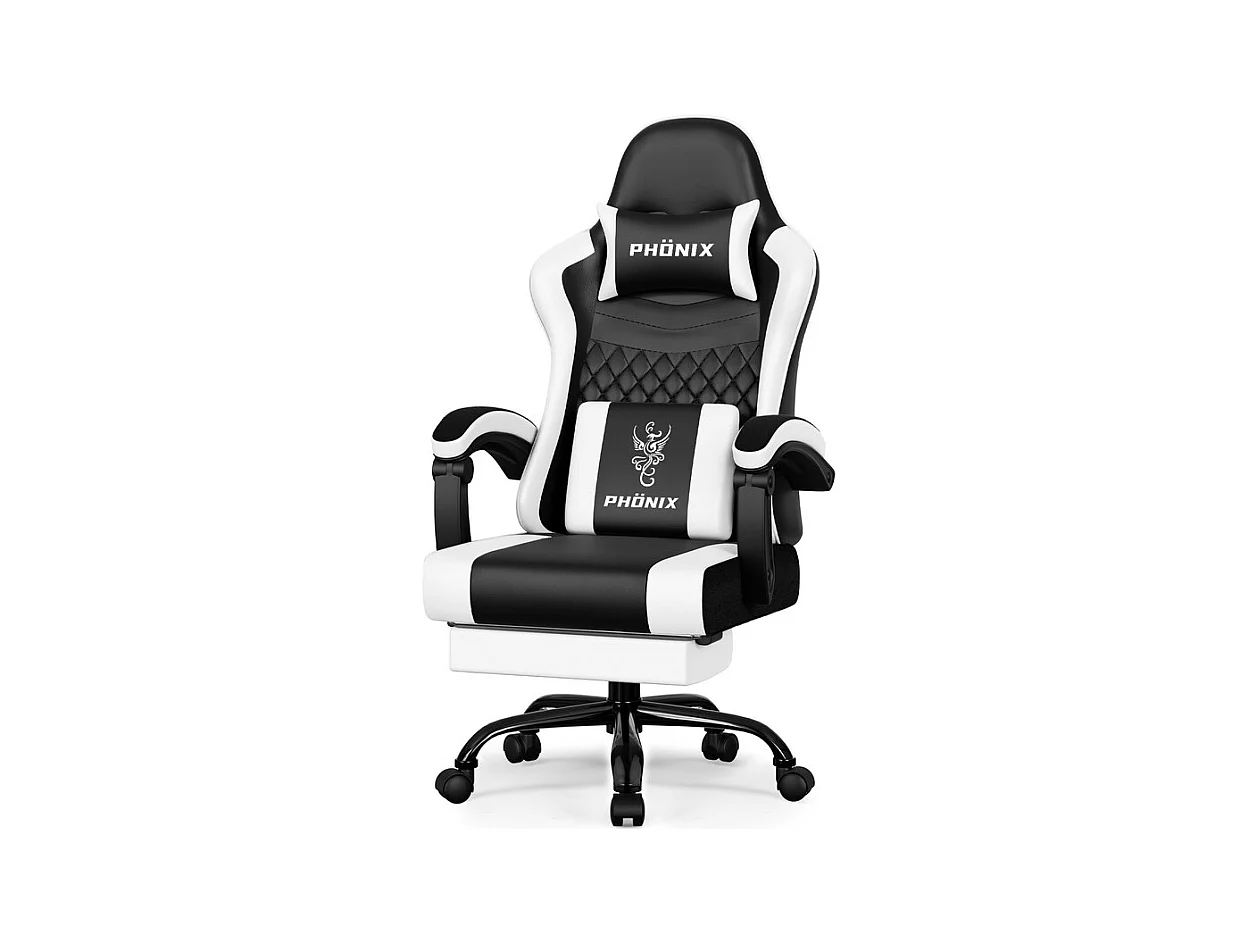 Hiazurm Chaise Gaming - Chaise de Jeu avec Dossier Réglable de 90° à 170° - Chaise Gaming avec Repose-pieds Pliable - Chaise de Jeu avec Accoudoirs Souples - 150 kg