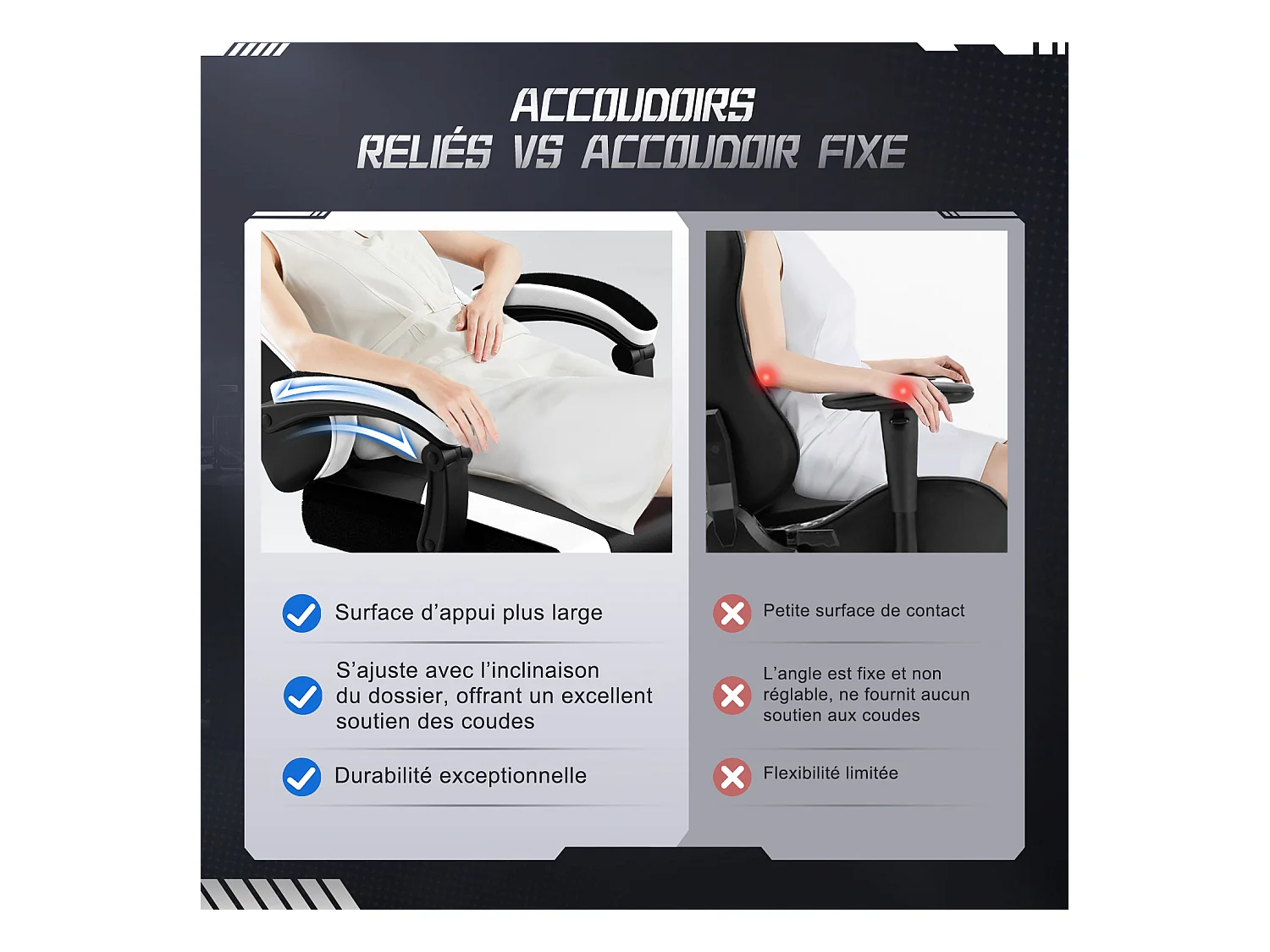 Hiazurm Chaise Gaming - Chaise de Jeu avec Dossier Réglable de 90° à 170° - Chaise Gaming avec Repose-pieds Pliable - Chaise de Jeu avec Accoudoirs Souples - 150 kg