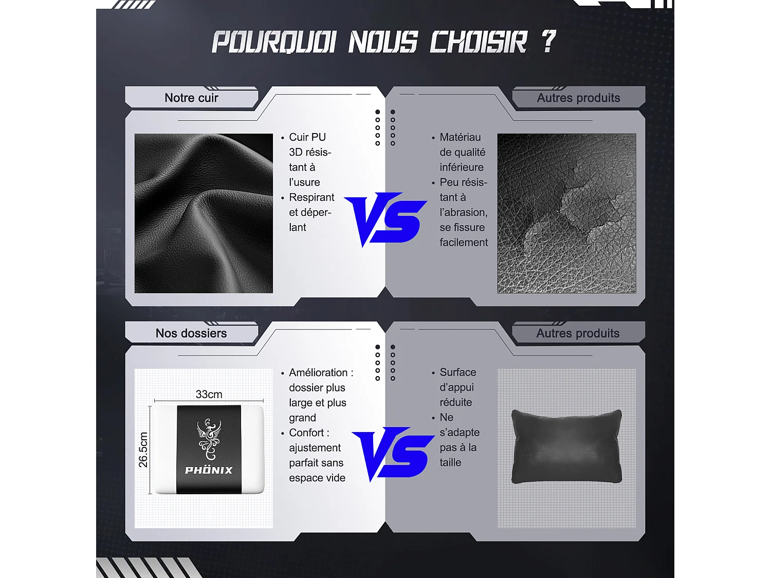 Hiazurm Chaise Gaming - Chaise de Jeu avec Dossier Réglable de 90° à 170° - Chaise Gaming avec Repose-pieds Pliable - Chaise de Jeu avec Accoudoirs Souples - 150 kg