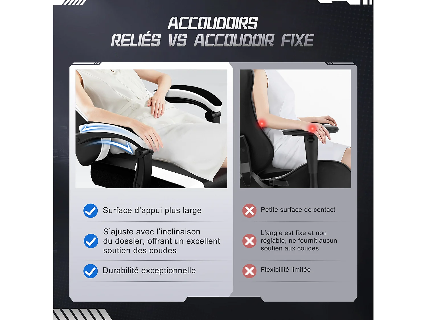 Hiazurm Chaise Gaming - Chaise de Jeu avec Dossier Réglable de 90° à 170° - Chaise Gaming avec Repose-pieds Pliable - Chaise de Jeu avec Accoudoirs Souples - 150 kg