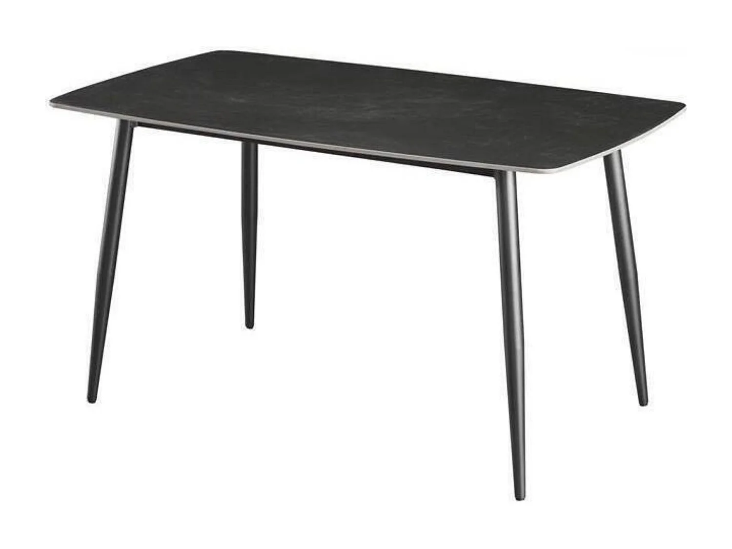 Mesa de Comedor Fija – 140x80x76 cm, Tapa Cerámica de Piedra Sinterizada Imitación Mármol Negro, Patas Metálicas en Negro, Diseño Moderno y Elegante