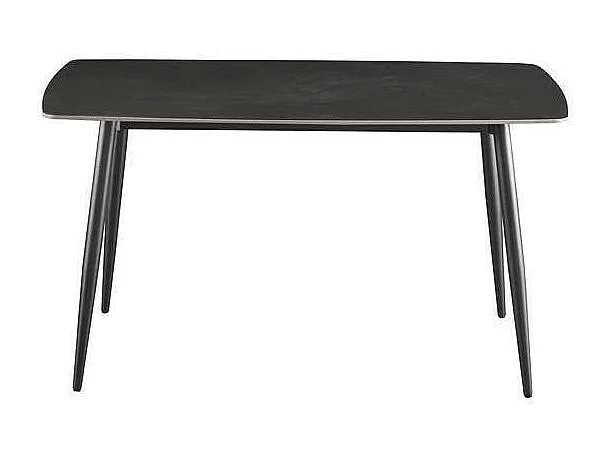 Mesa de Comedor Fija – 140x80x76 cm, Tapa Cerámica de Piedra Sinterizada Imitación Mármol Negro, Patas Metálicas en Negro, Diseño Moderno y Elegante