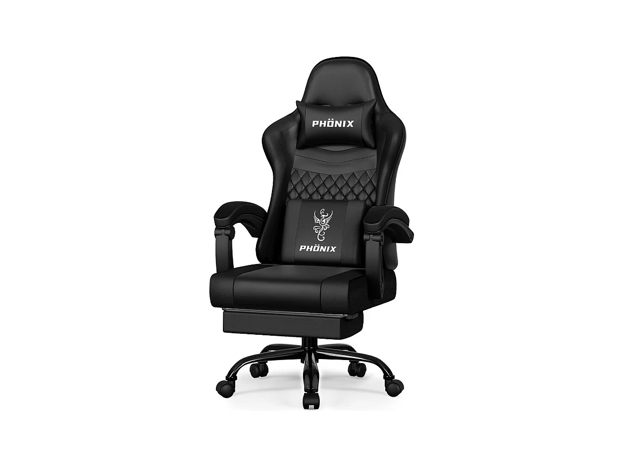 Hiazurm Chaise Gaming - Chaise de Jeu avec Dossier Réglable de 90° à 170° - Chaise Gaming avec Repose-pieds Pliable - Chaise de Jeu avec Accoudoirs Souples - 150 kg