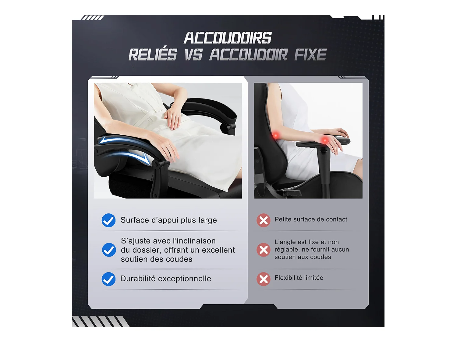Hiazurm Chaise Gaming - Chaise de Jeu avec Dossier Réglable de 90° à 170° - Chaise Gaming avec Repose-pieds Pliable - Chaise de Jeu avec Accoudoirs Souples - 150 kg