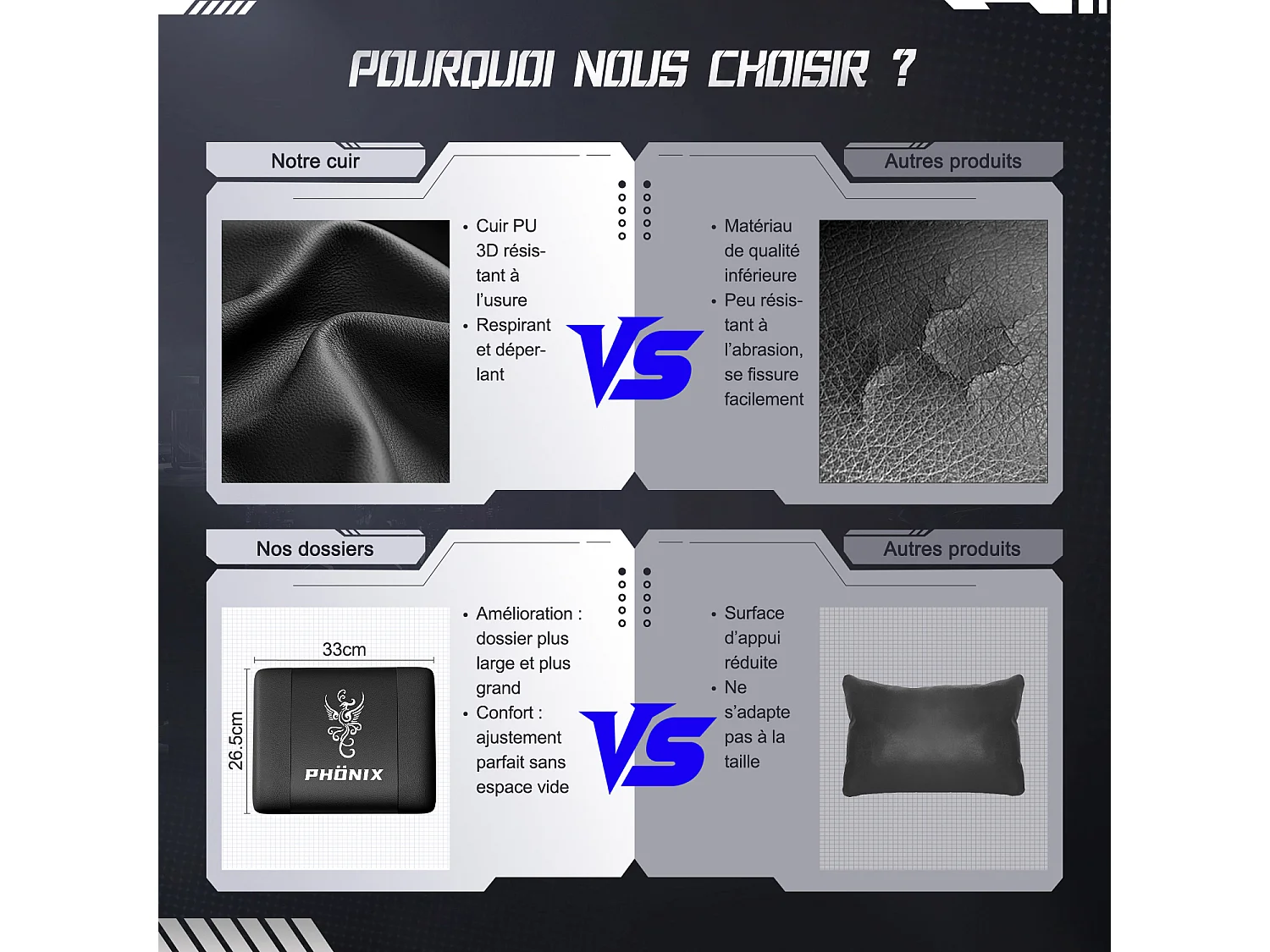 Hiazurm Chaise Gaming - Chaise de Jeu avec Dossier Réglable de 90° à 170° - Chaise Gaming avec Repose-pieds Pliable - Chaise de Jeu avec Accoudoirs Souples - 150 kg