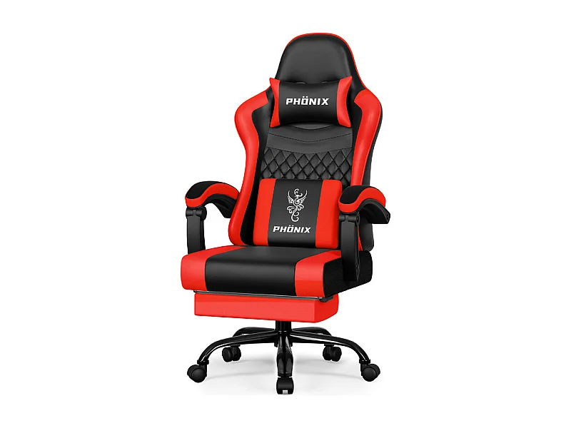 Hiazurm Chaise Gaming - Chaise de Jeu avec Dossier Réglable de 90° à 170° - Chaise Gaming avec Repose-pieds Pliable - Chaise de Jeu avec Accoudoirs Souples - 150 kg