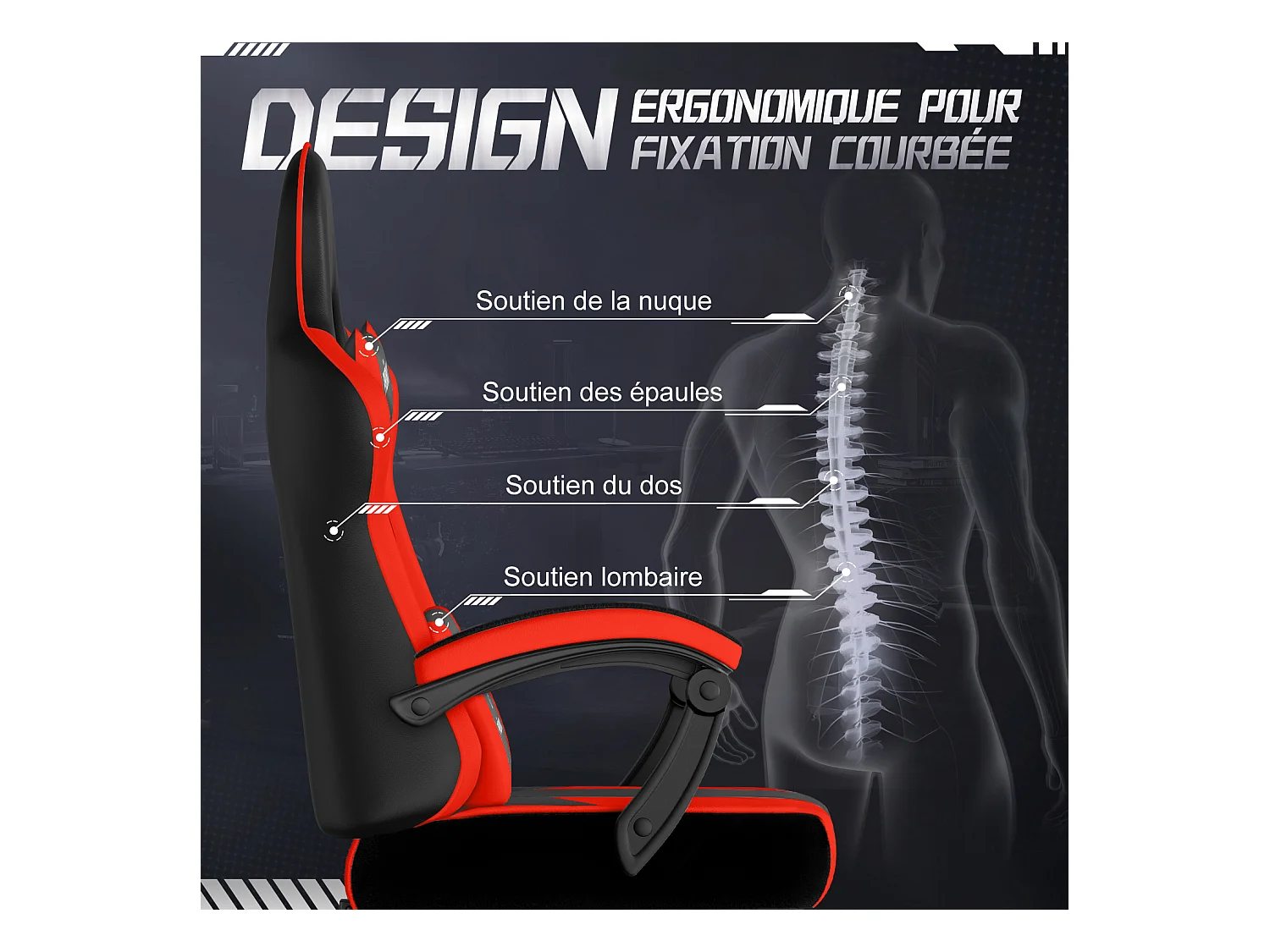 Hiazurm Chaise Gaming - Chaise de Jeu avec Dossier Réglable de 90° à 170° - Chaise Gaming avec Repose-pieds Pliable - Chaise de Jeu avec Accoudoirs Souples - 150 kg