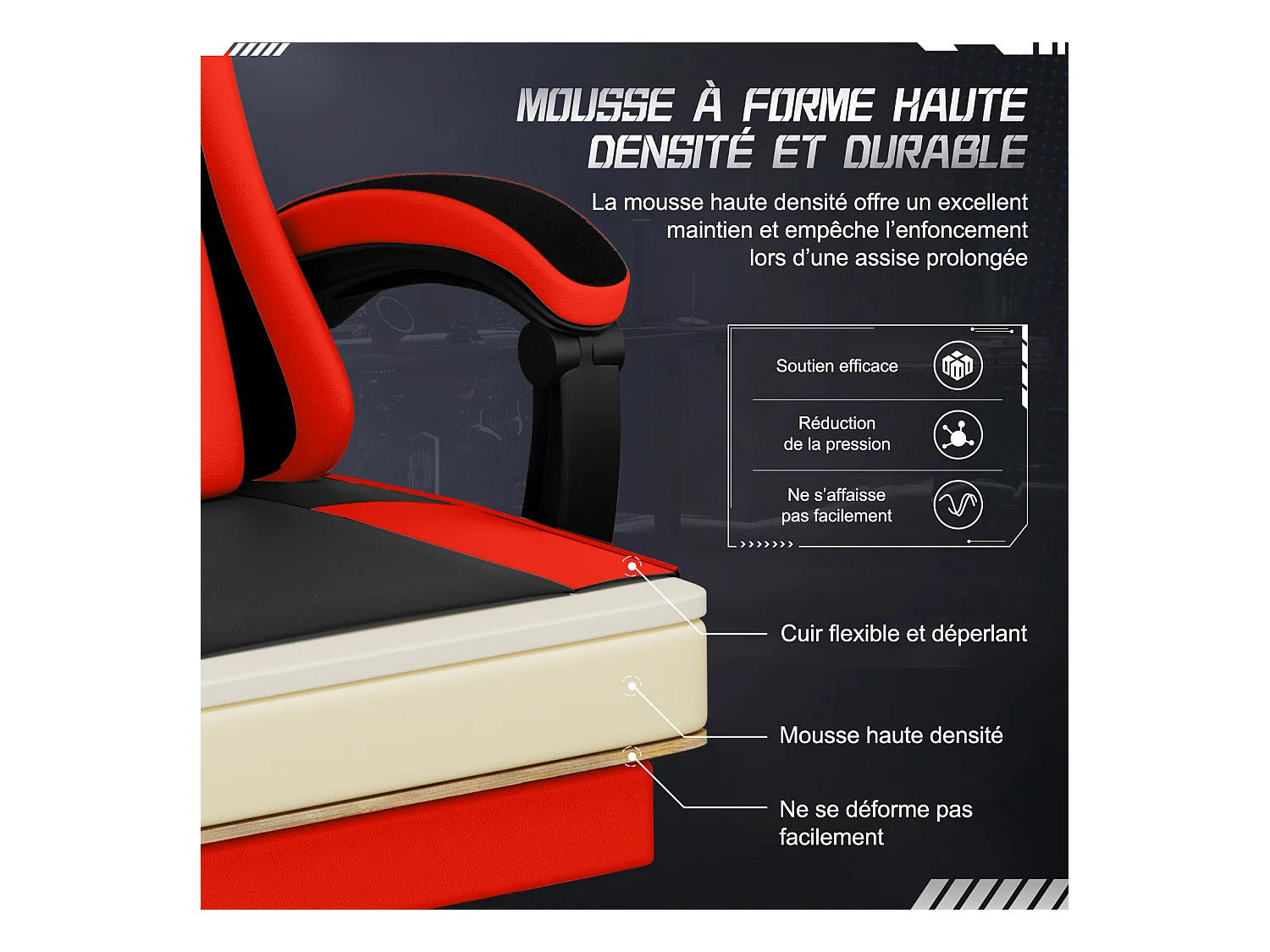 Hiazurm Chaise Gaming - Chaise de Jeu avec Dossier Réglable de 90° à 170° - Chaise Gaming avec Repose-pieds Pliable - Chaise de Jeu avec Accoudoirs Souples - 150 kg