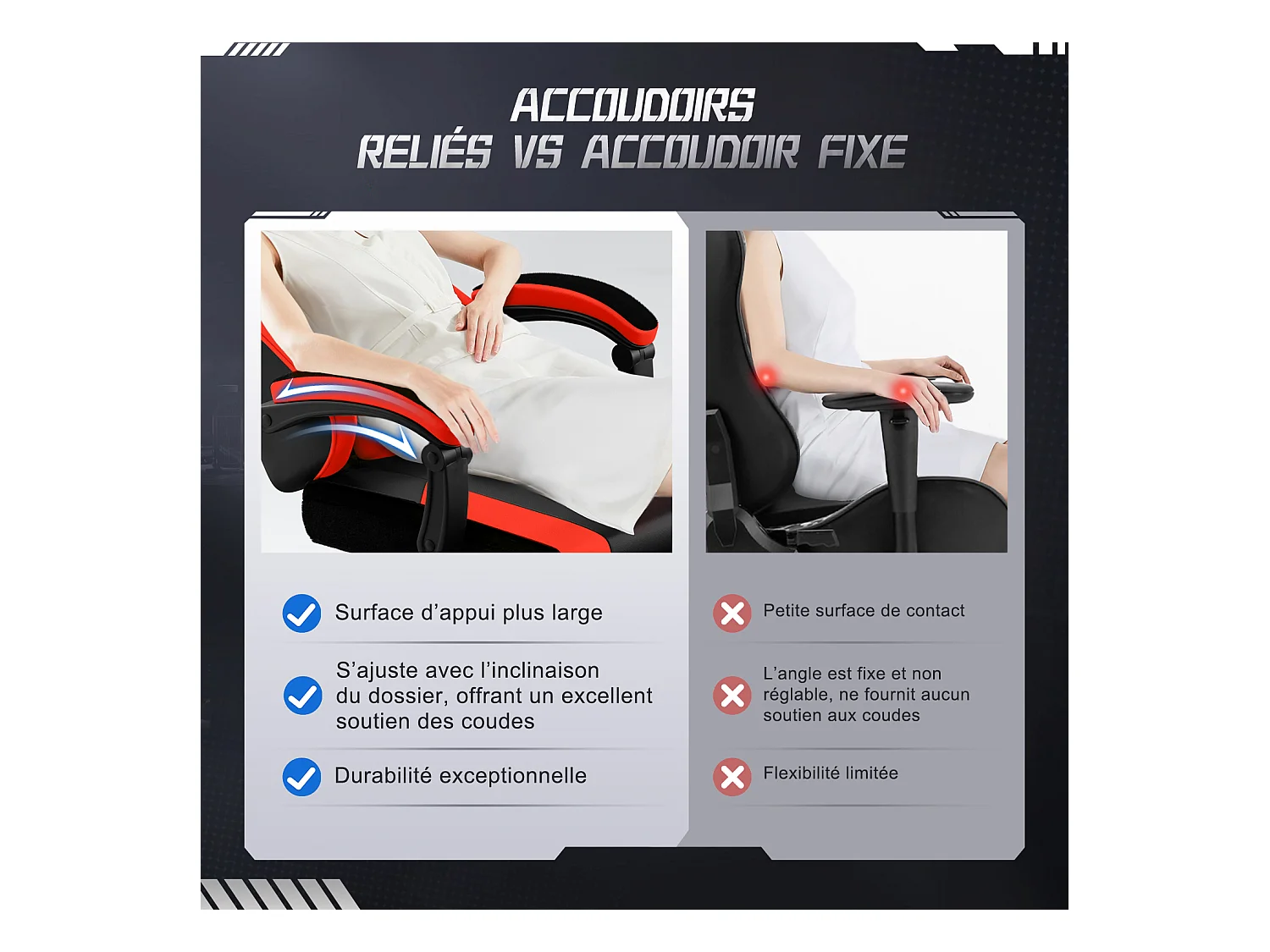 Hiazurm Chaise Gaming - Chaise de Jeu avec Dossier Réglable de 90° à 170° - Chaise Gaming avec Repose-pieds Pliable - Chaise de Jeu avec Accoudoirs Souples - 150 kg