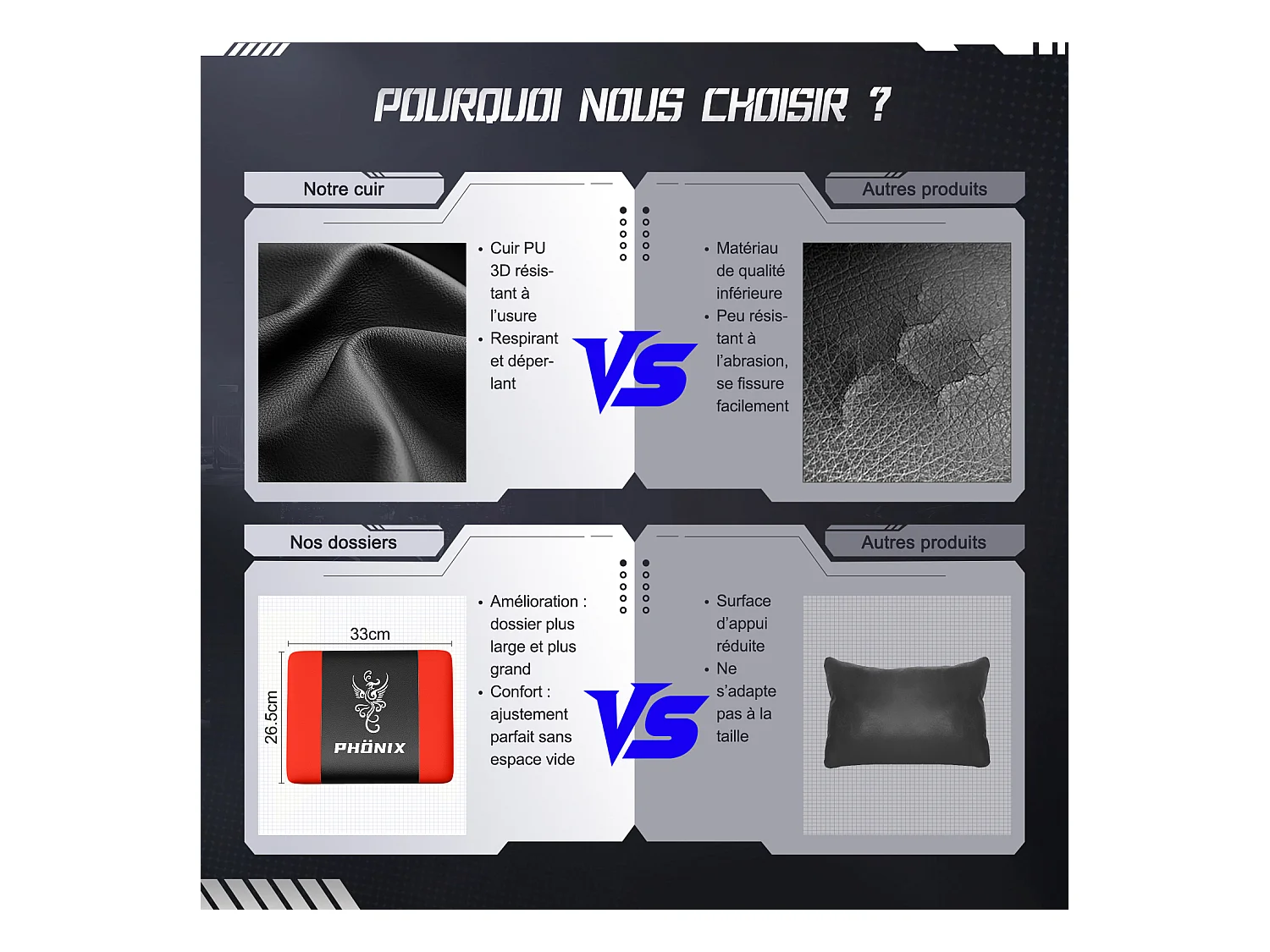 Hiazurm Chaise Gaming - Chaise de Jeu avec Dossier Réglable de 90° à 170° - Chaise Gaming avec Repose-pieds Pliable - Chaise de Jeu avec Accoudoirs Souples - 150 kg