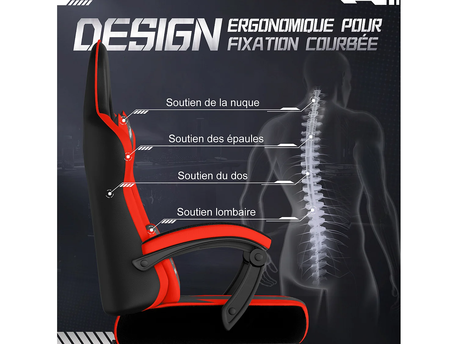 Hiazurm Chaise Gaming - Chaise de Jeu avec Dossier Réglable de 90° à 170° - Chaise Gaming avec Repose-pieds Pliable - Chaise de Jeu avec Accoudoirs Souples - 150 kg