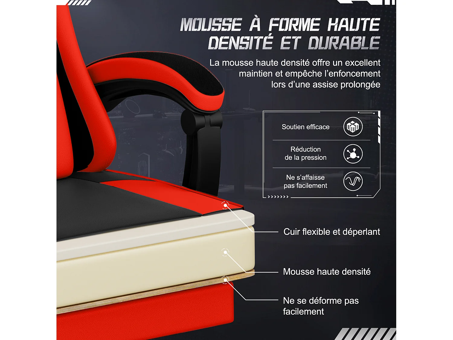 Hiazurm Chaise Gaming - Chaise de Jeu avec Dossier Réglable de 90° à 170° - Chaise Gaming avec Repose-pieds Pliable - Chaise de Jeu avec Accoudoirs Souples - 150 kg