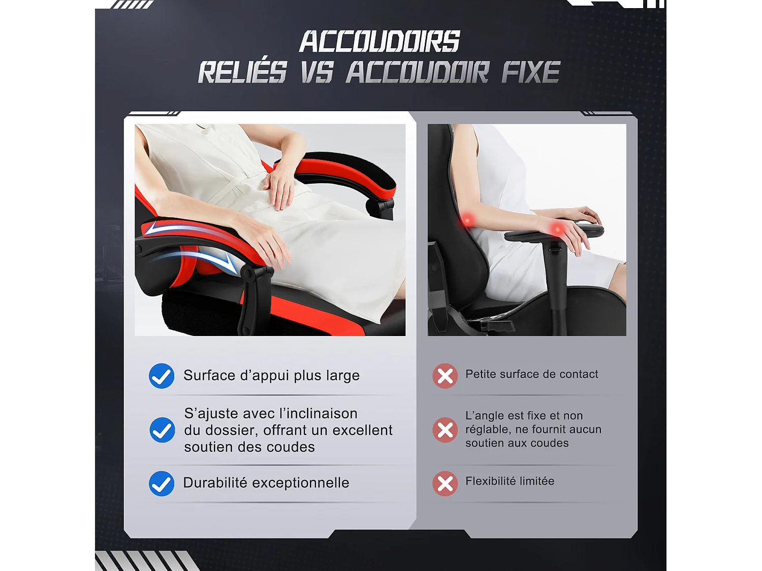 Hiazurm Chaise Gaming - Chaise de Jeu avec Dossier Réglable de 90° à 170° - Chaise Gaming avec Repose-pieds Pliable - Chaise de Jeu avec Accoudoirs Souples - 150 kg