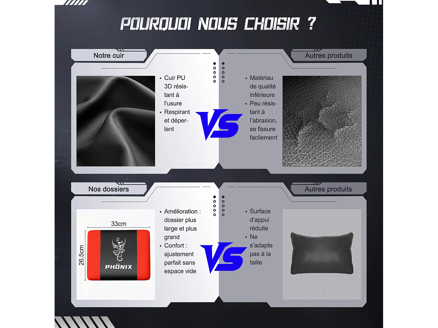 Hiazurm Chaise Gaming - Chaise de Jeu avec Dossier Réglable de 90° à 170° - Chaise Gaming avec Repose-pieds Pliable - Chaise de Jeu avec Accoudoirs Souples - 150 kg