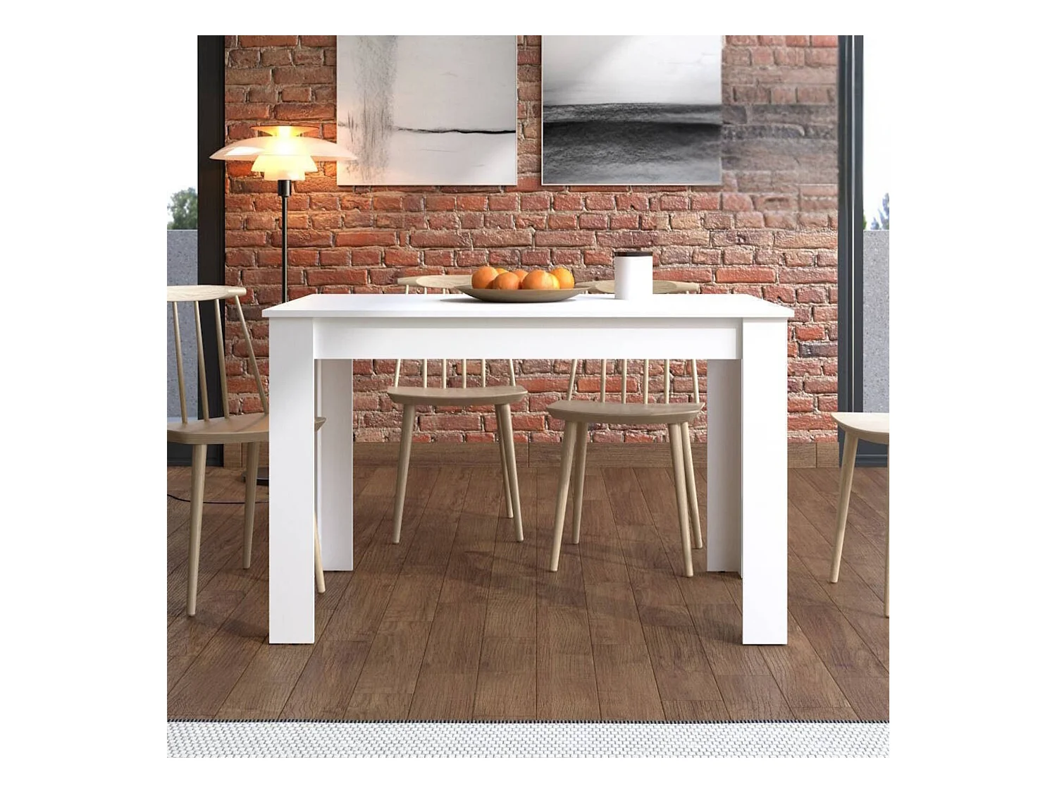 Mesa de Comedor Extensible – 120/160x80x76 cm, Color Blanco Mate, Diseño Moderno, Laminado Resistente, Apertura Central, Fácil Limpieza