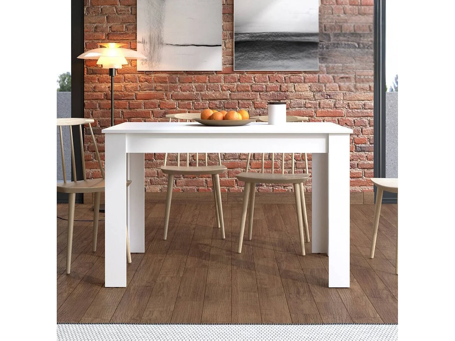 Mesa de Comedor Extensible – 120/160x80x76 cm, Color Blanco Mate, Diseño Moderno, Laminado Resistente, Apertura Central, Fácil Limpieza