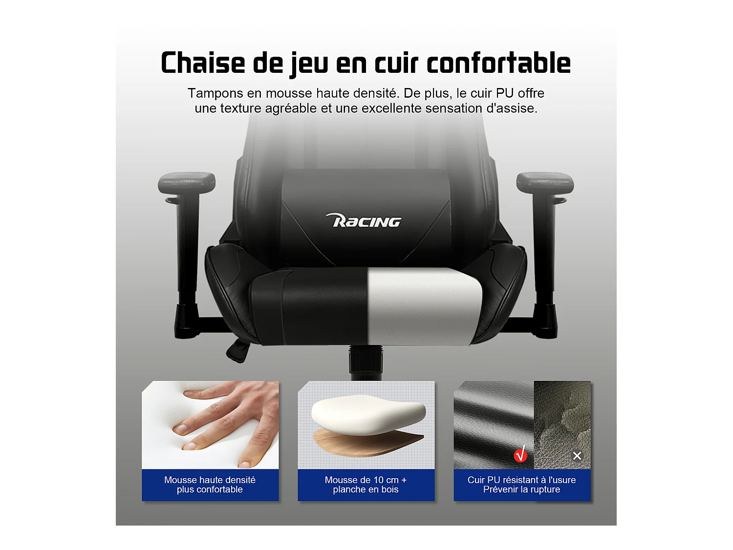 Hiazurm Chaise Gaming - Chaise de Jeu avec Dossier Réglable 90°-165° - Style Racing - Poids Max 150 kg