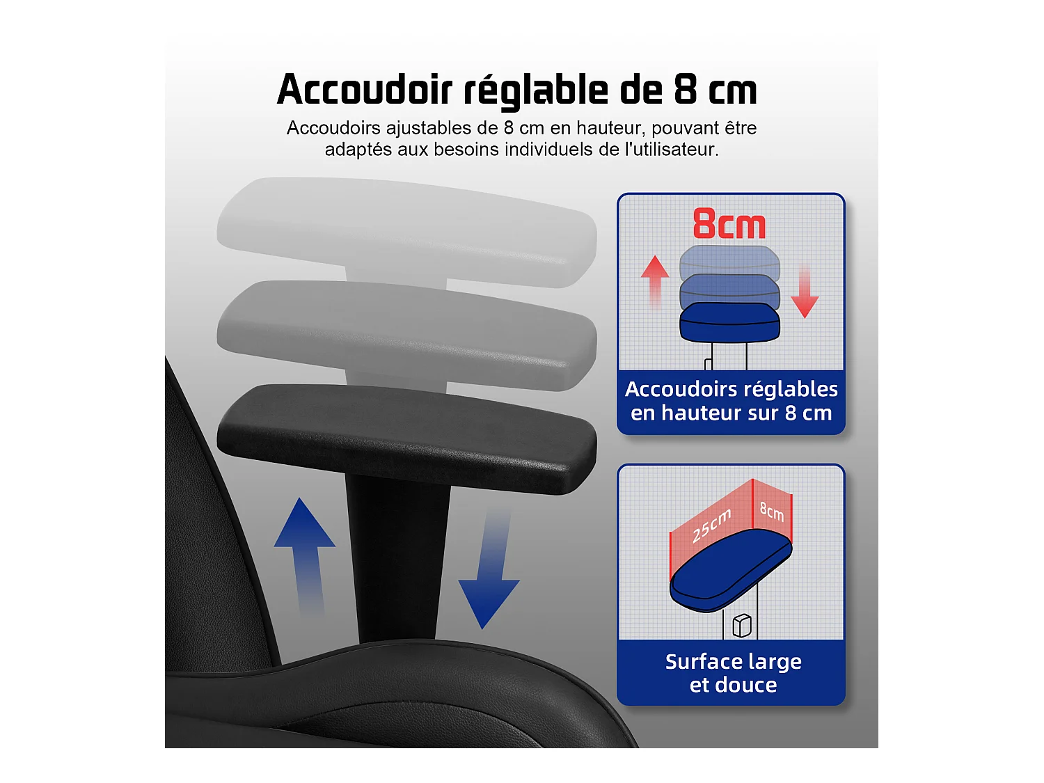 Hiazurm Chaise Gaming - Chaise de Jeu avec Dossier Réglable 90°-165° - Style Racing - Poids Max 150 kg