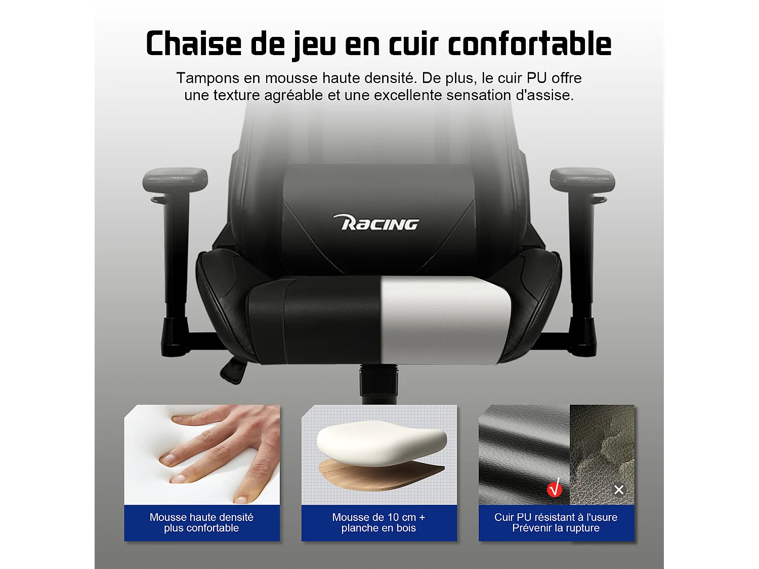 Hiazurm Chaise Gaming - Chaise de Jeu avec Dossier Réglable 90°-165° - Style Racing - Poids Max 150 kg