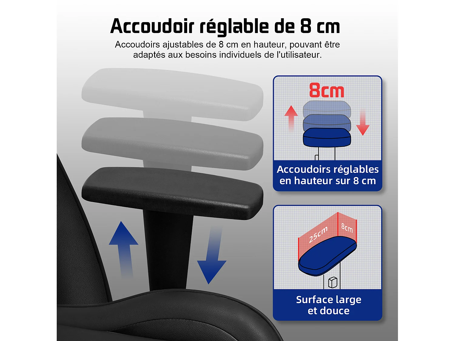 Hiazurm Chaise Gaming - Chaise de Jeu avec Dossier Réglable 90°-165° - Style Racing - Poids Max 150 kg