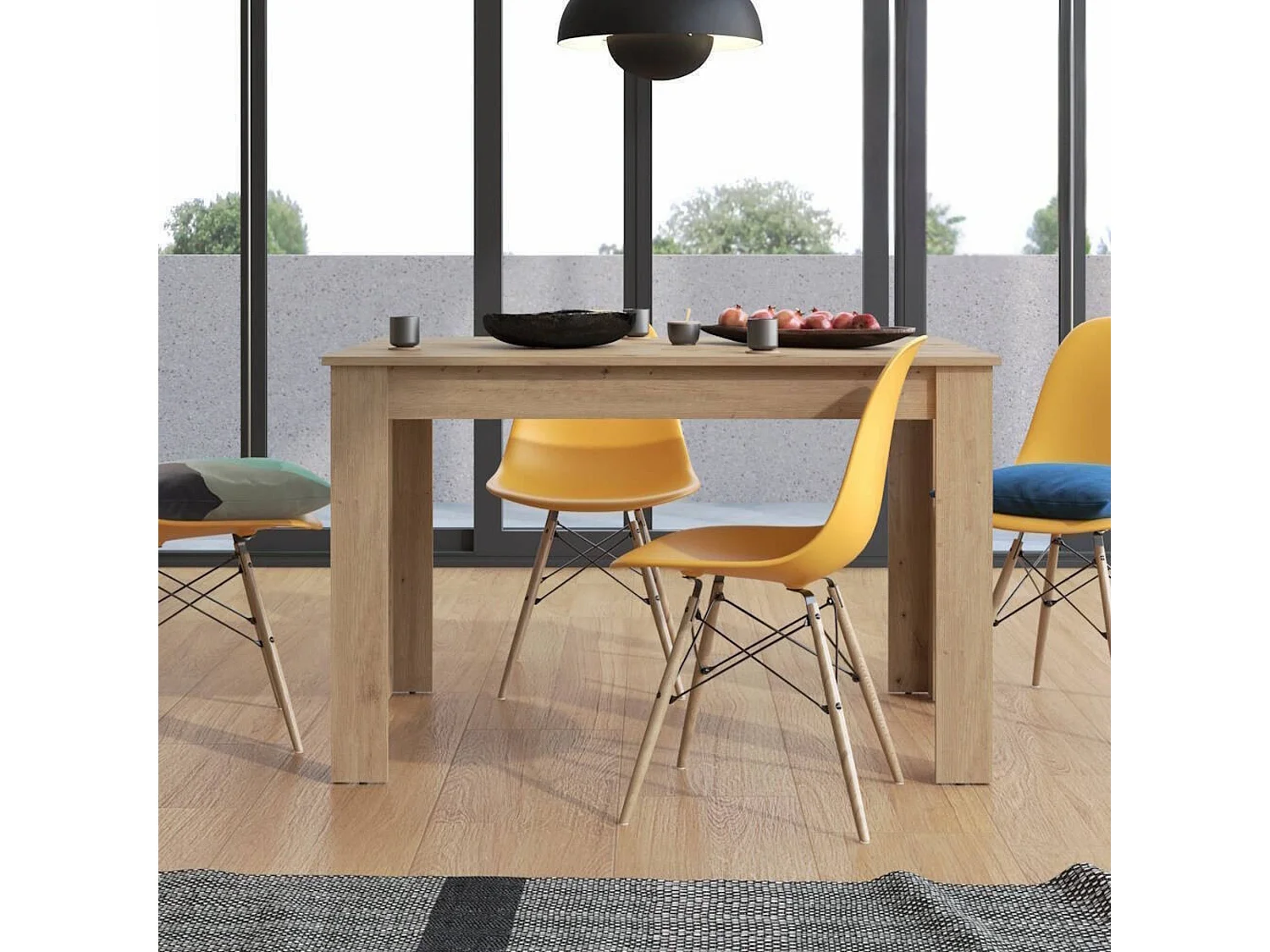 Mesa de Comedor Extensible – 120/160x80x76 cm, Color Roble Artisan, Diseño Moderno, Laminado Resistente, Apertura Central, Fácil Limpieza