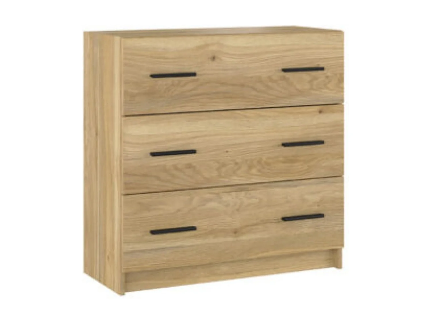 Cómoda de 3 Cajones para Dormitorio, Cajonera Dormitorio, Acabado en Mauvella y Negro, Medidas: 80 cm (Largo) x 81 cm (Alto) x 34,4 cm (Fondo) - Meyva