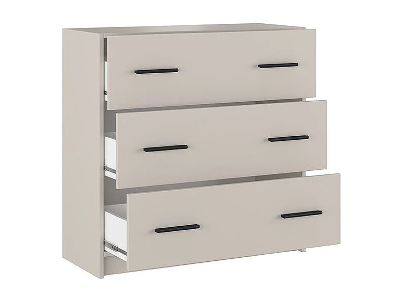 Cómoda de 3 Cajones para Dormitorio, Cajonera Dormitorio, Acabado en Beige y Negro, Medidas: 80 cm (Largo) x 81 cm (Alto) x 34,4 cm (Fondo) - Meyvaser