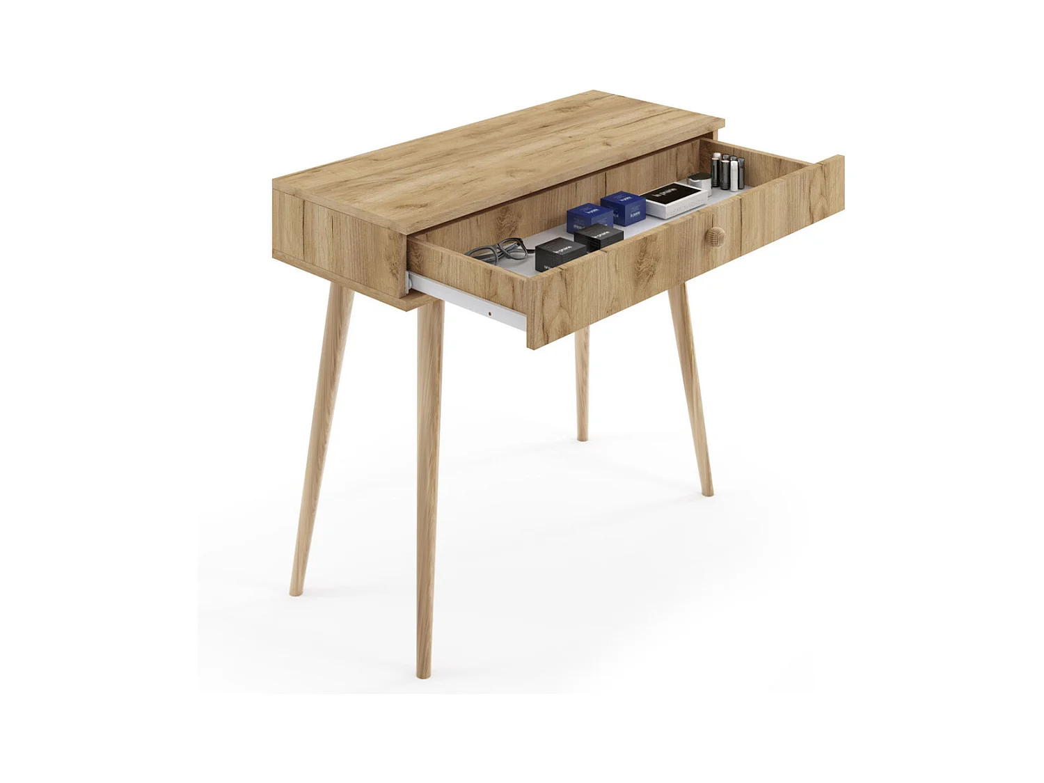 Mesa Consola Roble artesanal 90x80x39 cm – Estilo Escandinavo – Ideal como Tocador o Escritorio