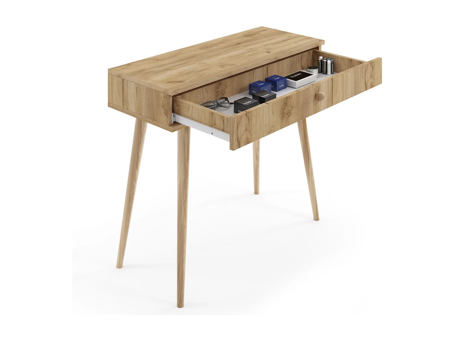 Mesa Consola Roble artesanal 90x80x39 cm – Estilo Escandinavo – Ideal como Tocador o Escritorio