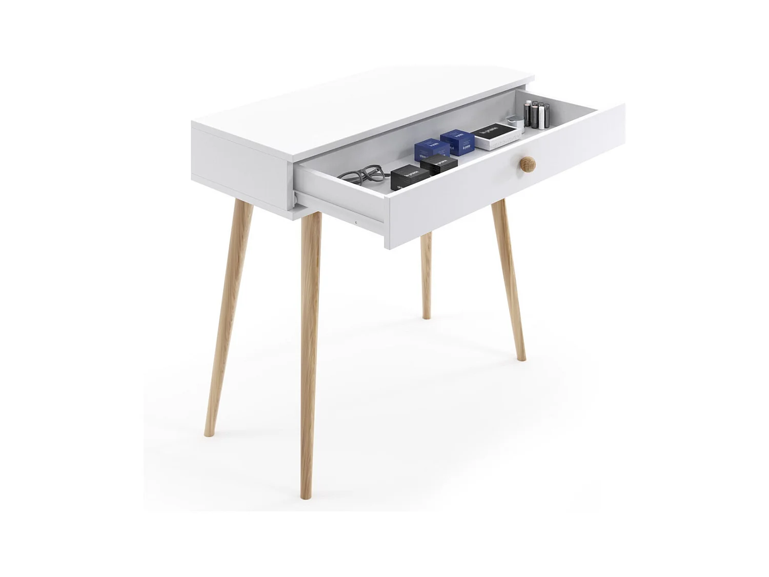 Mesa Consola Blanca 90x80x39 cm – Estilo Escandinavo – Ideal como Tocador o Escritorio