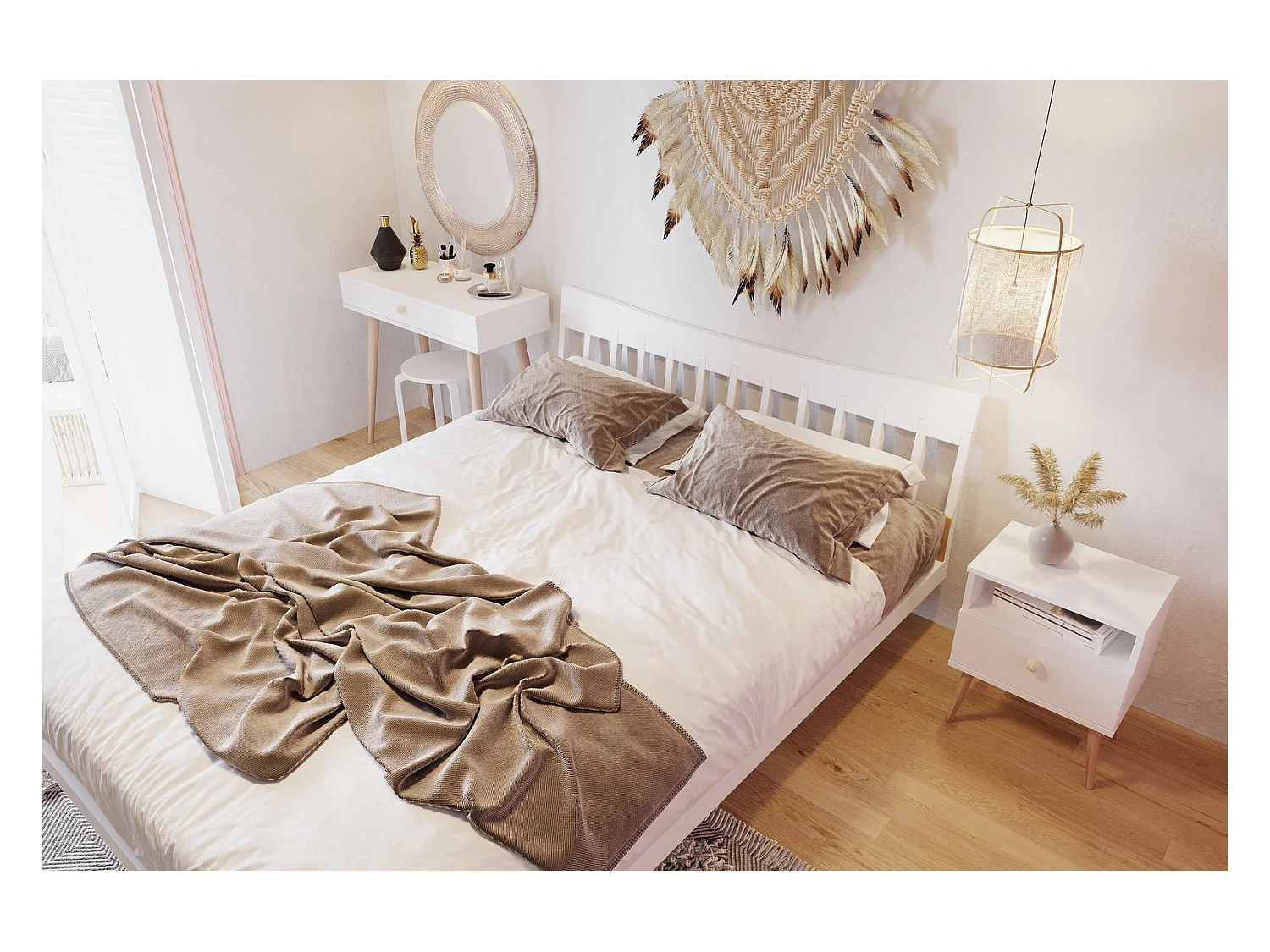 Mesa Consola Blanca 90x80x39 cm – Estilo Escandinavo – Ideal como Tocador o Escritorio