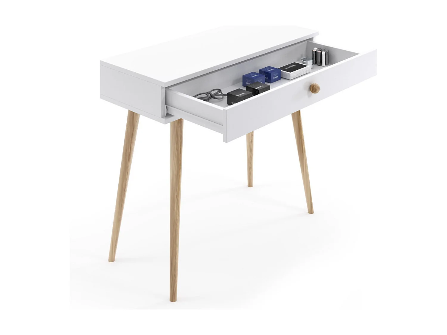 Mesa Consola Blanca 90x80x39 cm – Estilo Escandinavo – Ideal como Tocador o Escritorio