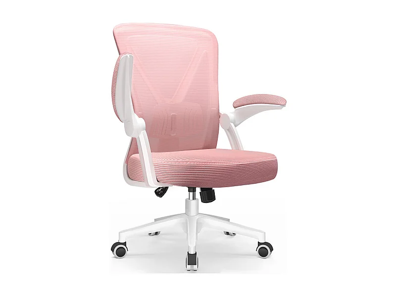 Hiazurm Chaise de Bureau Ergonomique - Chaise de Bureau - Accoudoirs Pliables - Chaises de Bureau pour Adultes - 150 Kg - Rose