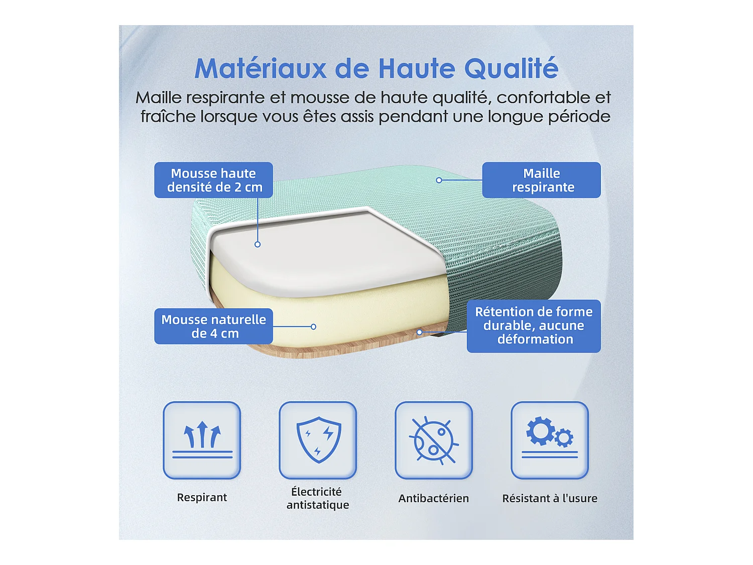 Hiazurm Chaise de Bureau Ergonomique - Chaise de Bureau - Accoudoirs Pliables - Chaises de Bureau pour Adultes - 150 Kg -Turquoise