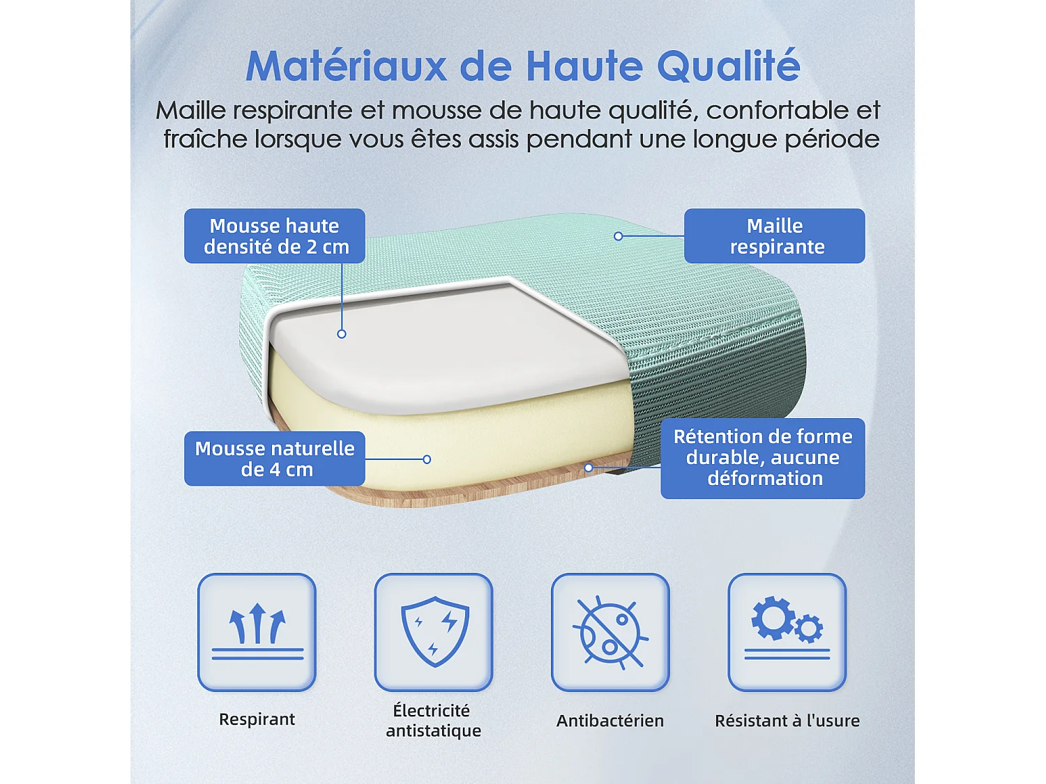 Hiazurm Chaise de Bureau Ergonomique - Chaise de Bureau - Accoudoirs Pliables - Chaises de Bureau pour Adultes - 150 Kg -Turquoise