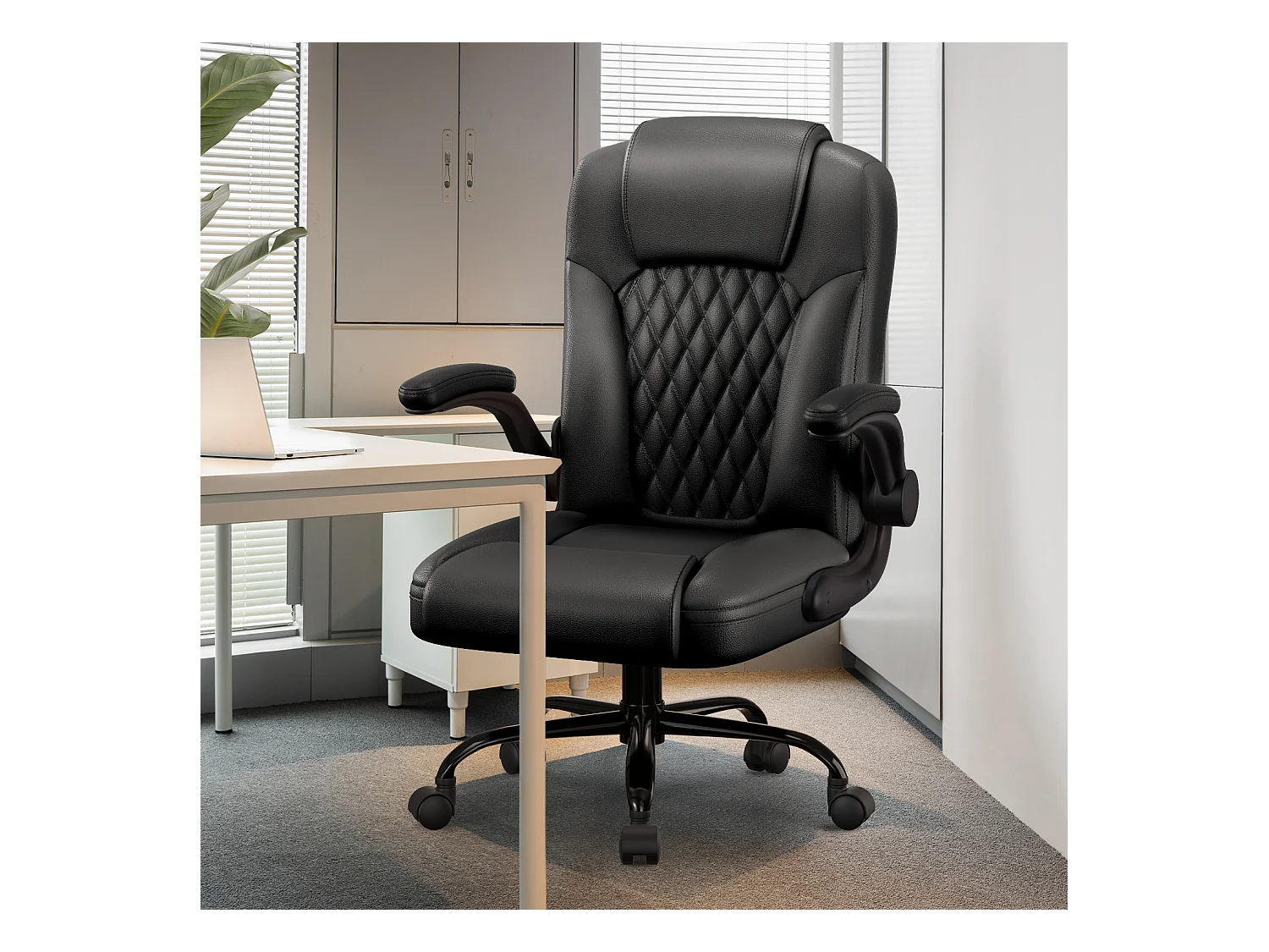 Hiazurm Chaise de Bureau Ergonomique - Chaise de Bureau avec Dossier 90°-120° - Chaises pour Adultes - Accoudoirs Pliables - Chaise de Bureau