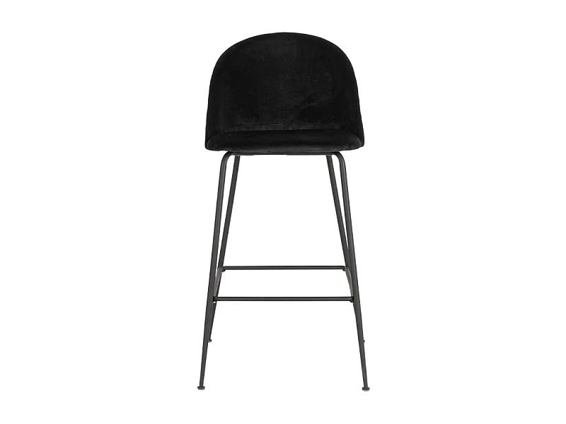 Tabouret En Velours Noir Avec Pieds Noirs Lausanne