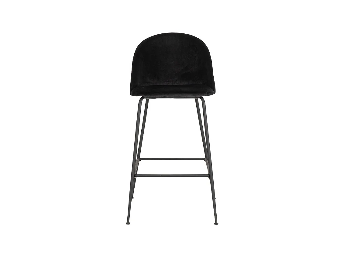 Silla de barra de terciopelo negro con pies negros
