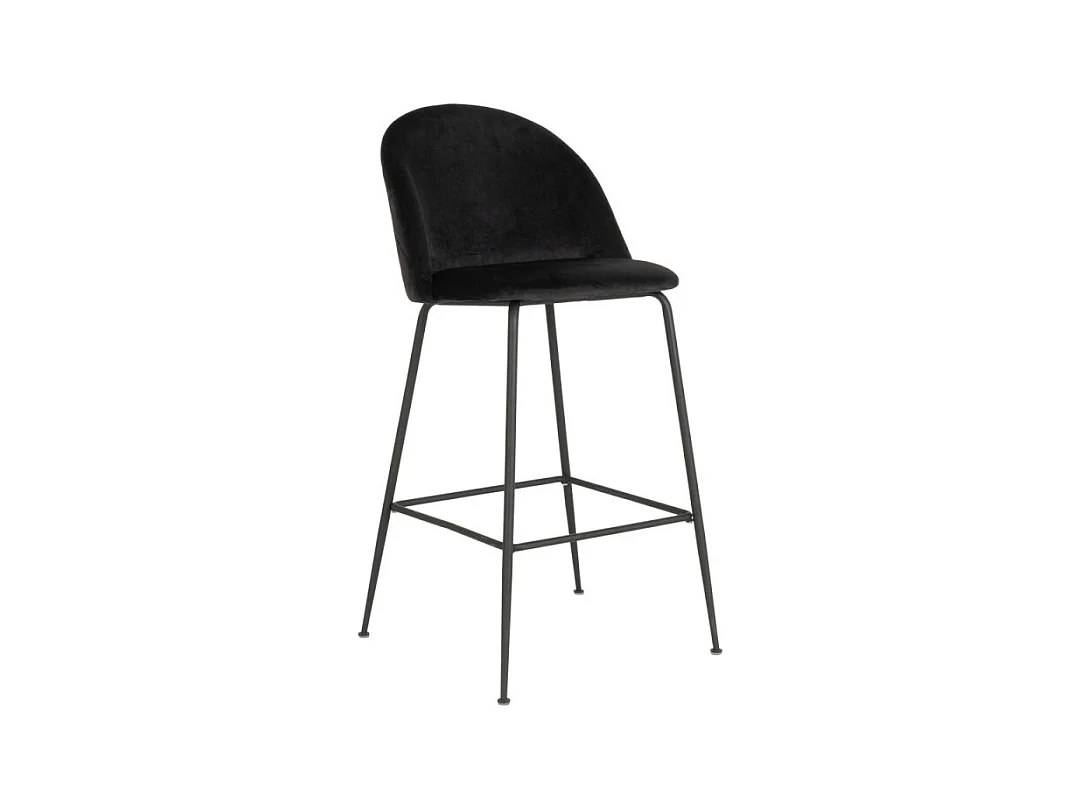 Silla de barra de terciopelo negro con pies negros